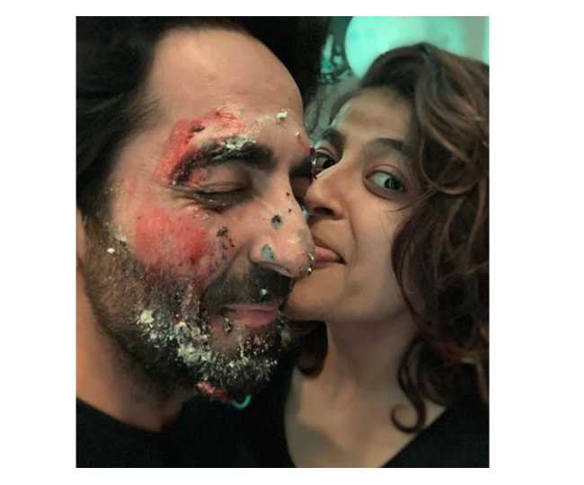 Ayushmann Khurrana Birthday: Tahira Kashyap eats off from hubby's face, says 'having my cake'